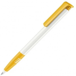 Шариковая ручка Senator Super-Hit Basic Polished Soft grip, белая с жёлтым