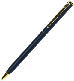 Ручка металлическая шариковая B1 Slim Gold, синяя с золотистым