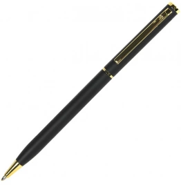 Ручка металлическая шариковая B1 Slim Gold, чёрная с золотистым