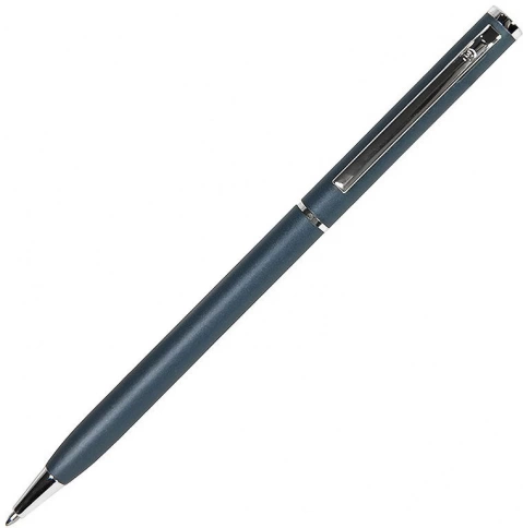 Ручка металлическая шариковая B1 Slim Silver, синяя матовая с серебристым фото 1