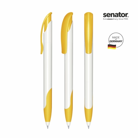Шариковая ручка Senator Challenger Basic Polished Soft Grip, белая с жёлтым фото 2