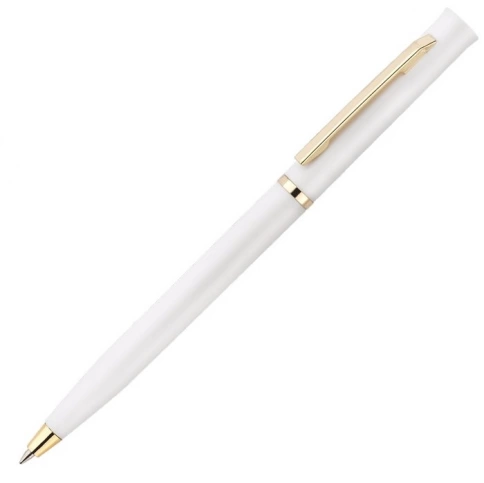 Ручка пластиковая шариковая Vivapens EUROPA GOLD, белая фото 3