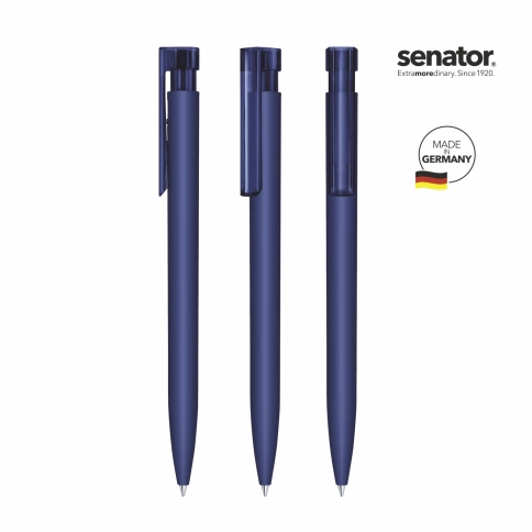 Шариковая ручка Senator Liberty Polished Soft Touch Clip Clear, тёмно-синяя фото 2