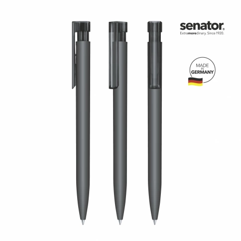 Шариковая ручка Senator Liberty Polished Soft Touch Clip Clear, серая фото 2