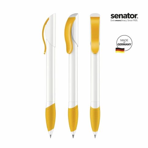 Шариковая ручка Senator Hattrix Soft Polished Basic Soft grip zone, жёлтая фото 2