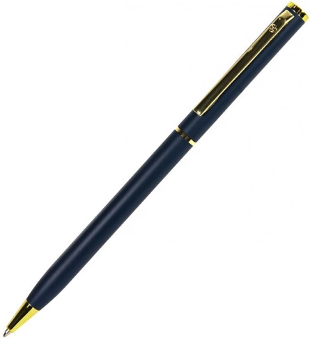 Ручка металлическая шариковая B1 Slim Gold, синяя с золотистым фото 1