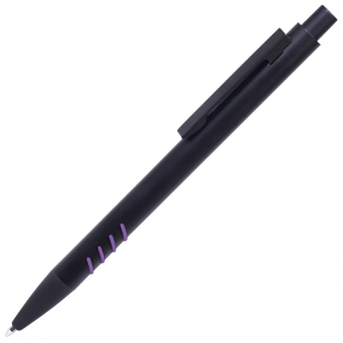 Ручка металлическая шариковая B1 Tatoo, чёрная с фиолетовым фото 1