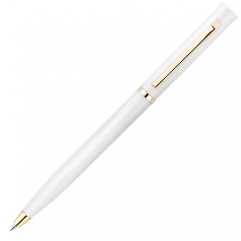 Ручка пластиковая шариковая Vivapens EUROPA GOLD, белая фото 2