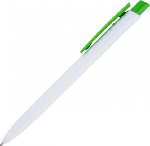 Ручка пластиковая шариковая Vivapens POLO, белая с салатовым фото 2