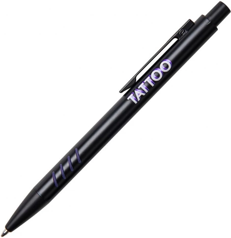 Ручка металлическая шариковая B1 Tatoo, чёрная с фиолетовым фото 2