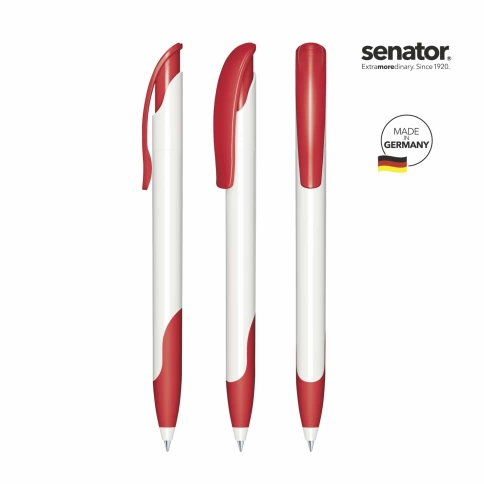 Шариковая ручка Senator Challenger Basic Polished Soft Grip, белая с красным фото 2