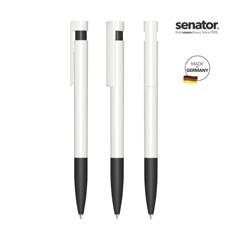 Шариковая ручка Senator Liberty Polished Basic Soft Grip, белая с чёрным фото 2