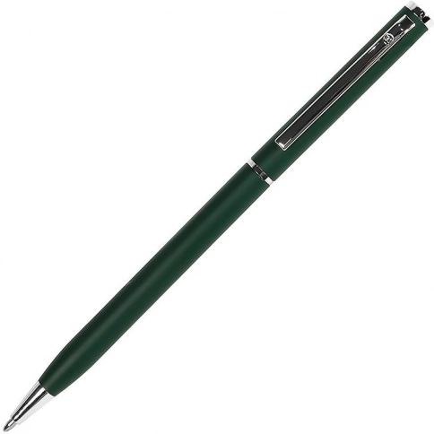 Ручка металлическая шариковая B1 Slim Silver, зелёная с серебристым фото 1