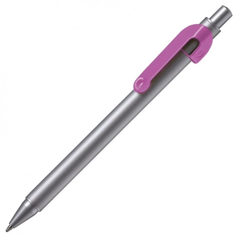 Ручка металлическая шариковая B1 Snake, серебристая с розовым фото 1