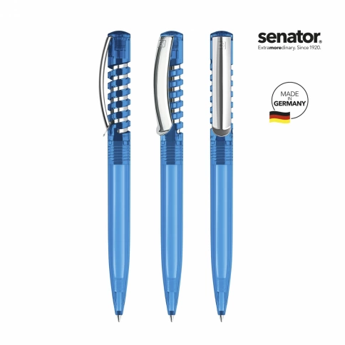 Шариковая ручка Senator New Spring Clear clip metal, голубая фото 2