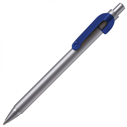 Ручка металлическая шариковая B1 Snake, серебристая с синим фото 1