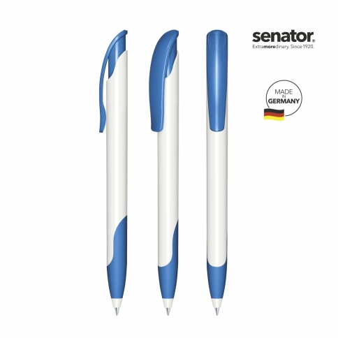 Шариковая ручка Senator Challenger Basic Polished Soft Grip, белая с голубым фото 2