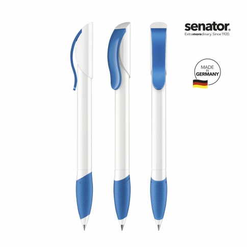 Шариковая ручка Senator Hattrix Soft Polished Basic Soft grip zone, голубая фото 2