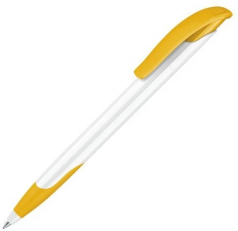 Шариковая ручка Senator Challenger Basic Polished Soft Grip, белая с жёлтым фото 1