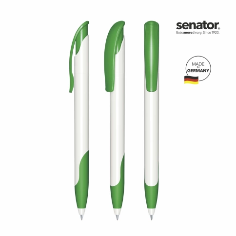 Шариковая ручка Senator Challenger Basic Polished Soft Grip, белая с зелёным фото 2