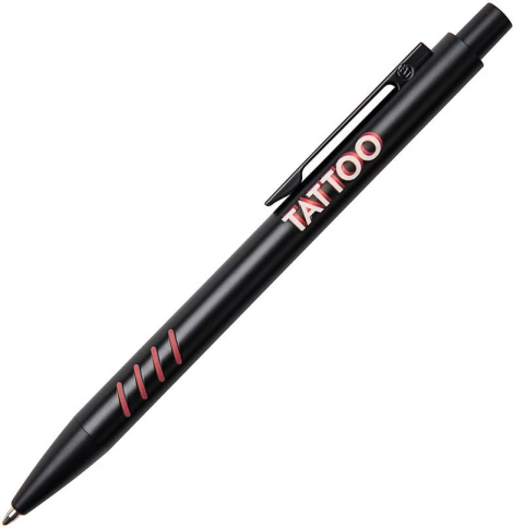 Ручка металлическая шариковая B1 Tatoo, чёрная с красным фото 2