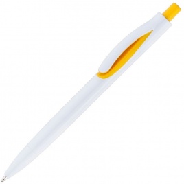 Ручка пластиковая шариковая Vivapens Focus, белая с жёлтым