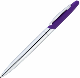 Ручка металлическая шариковая Vivapens Aris Soft, серебристая с фиолетовым