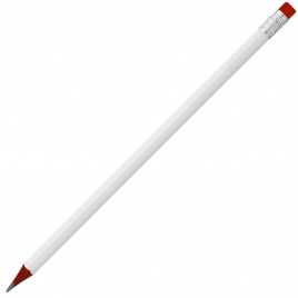 Карандаш простой WOOD COLOR WHITE, белый с красным ластиком