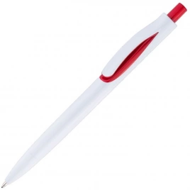 Ручка пластиковая шариковая Solke Focus, белая с красным