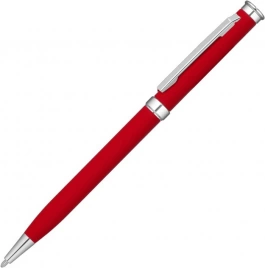 Ручка металлическая шариковая Vivapens METEOR SOFT, красная с серебристым