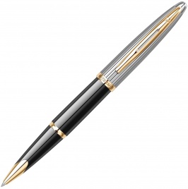 Ручка роллер Waterman Carene De Luxe (S0699980) Black Silver GT F черные чернила подар.кор.
