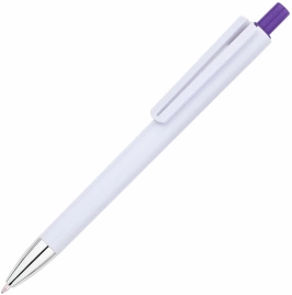 Ручка пластиковая шариковая Vivapens VIKO, белая с фиолетовым