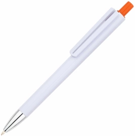 Ручка пластиковая шариковая Vivapens VIKO, белая с оранжевым