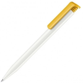 Шариковая ручка Senator Super-Hit Basic Polished, белая с жёлтым