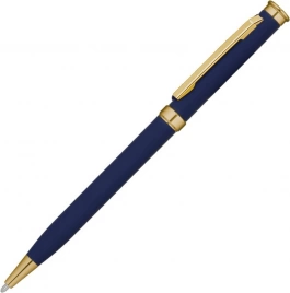 Ручка металлическая шариковая Vivapens METEOR SOFT MIRROR GOLD, тёмно-синяя с золотистым