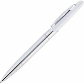 Ручка металлическая шариковая Vivapens Aris Soft, серебристая с белым