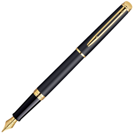 Ручка перьевая Waterman Hemisphere (S0920710) Matte Black GT F перо сталь нержавеющая/позолота 23К подар.кор.