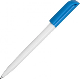 Ручка пластиковая шариковая Carolina Solid Color, белая с голубым