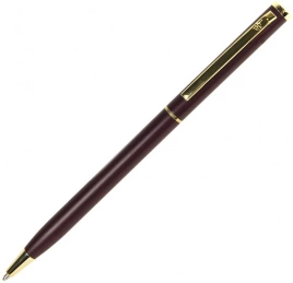 Ручка металлическая шариковая B1 Slim Gold, красная с золотистым