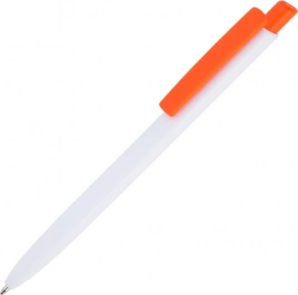 Ручка пластиковая шариковая Vivapens POLO, белая с оранжевым