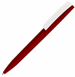 Ручка пластиковая шариковая Vivapens ZETA SOFT , тёмно-красная с белым