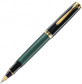 Ручка роллер Pelikan Souveraen R 600 (PL997569) Black Green GT M черные чернила подар.кор.