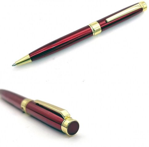 Ручка металлическая шариковая Z-PEN, DIPLOMAT, тёмно-красная с золотистыми деталями фото 3