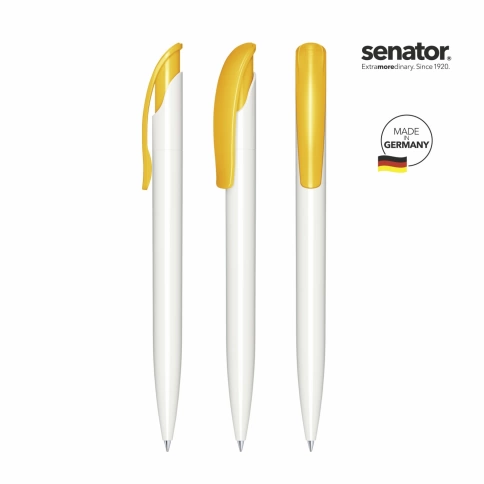 Шариковая ручка Senator Challenger Basic Polished, белая с жёлтым фото 2