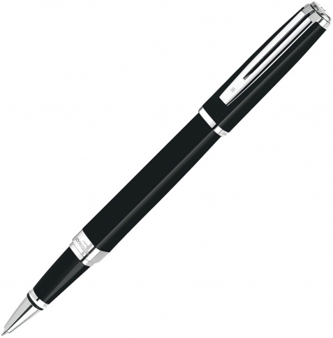 Ручка роллер Waterman Exception Slim (S0637070) Black ST F черные чернила подар.кор. фото 1