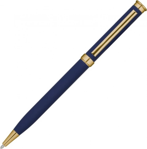 Ручка металлическая шариковая Vivapens METEOR SOFT MIRROR GOLD, тёмно-синяя с золотистым фото 3