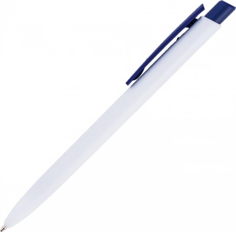 Ручка пластиковая шариковая Vivapens POLO, белая с тёмно-синим фото 2