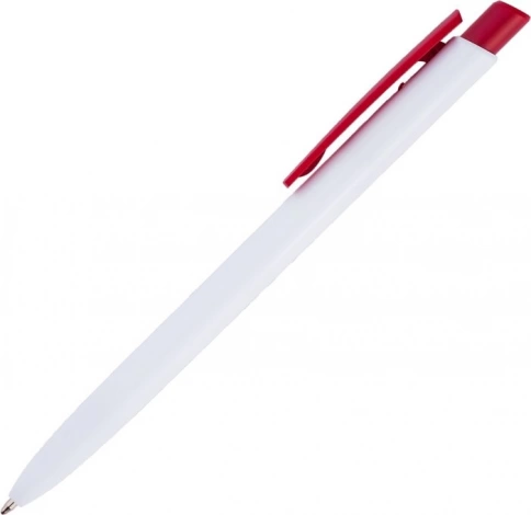 Ручка пластиковая шариковая Vivapens POLO, белая с красным фото 2