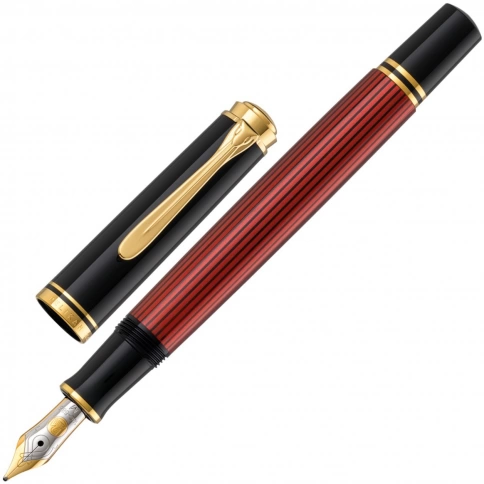 Ручка перьевая Pelikan Souveraen M 600 (PL928655) Black Red GT F перо золото 14K покрытое родием подар.кор. фото 2