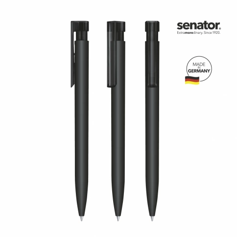 Шариковая ручка Senator Liberty Polished Soft Touch Clip Clear, чёрная фото 2